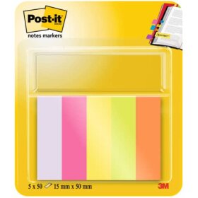 Post-it® Page Marker Neon - 15 x 50 mm, 5x 100 Streifen