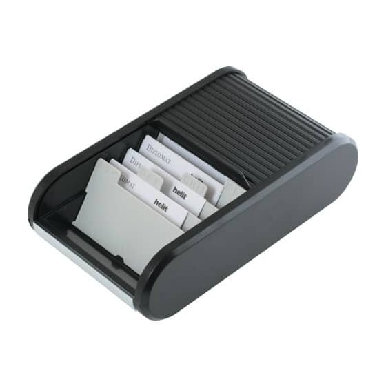Helit Visitenkartenbox Linear - für 300 Karten, schwarz