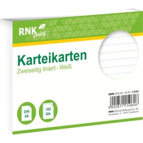 RNK Verlag Karteikarten - DIN A6, liniert, weiß,...
