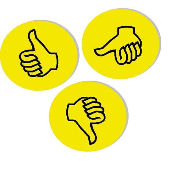 Franken Moderationskarte Wertungssymbol - Daumen, gelb, 100 Stück