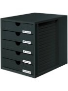 HAN Schubladenbox SYSTEMBOX - A4/C4, 5 geschlossene Schubladen, schwarz