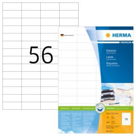 Herma 4273 Etiketten Premium A4, weiß 52,5x21,2 mm...