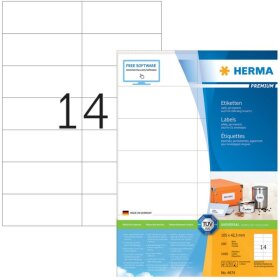 Herma 4674 Etiketten Premium A4, weiß 105x42,3 mm...