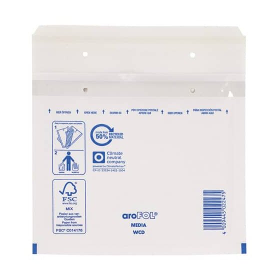 aroFOL® Luftpolstertaschen CD, 180x165 mm, weiß, 10 Stück