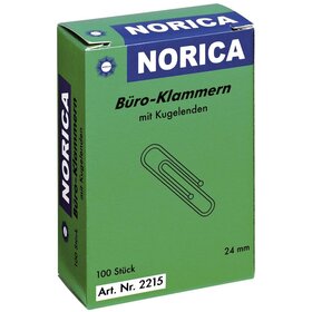 NORICA Büroklammern mit Kugelenden - 24 mm glatt, verzinkt, 100 Stück