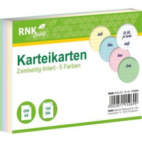 RNK Verlag Karteikarten - DIN A6, liniert, farbig...