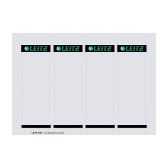 Leitz 1680 PC-beschriftbare Rückenschilder zum Einstecken - Karton, kurz/breit, 100 Stück, lichtgrau