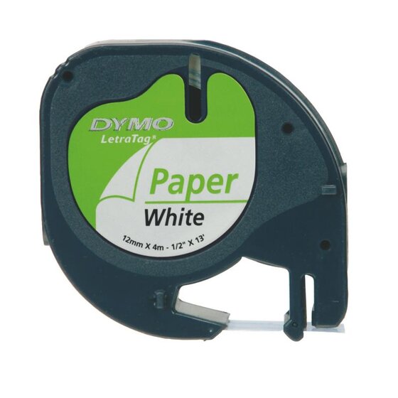 Dymo® Schriftbandkassetten Papier - 12 mm x 4 m, schwarz/weiß, Blister
