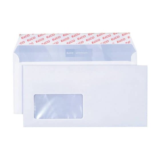 Elco Briefumschlag premium - C6/5, hochweiß, haftklebend, Innendruck, mit Fenster, 80 g/qm