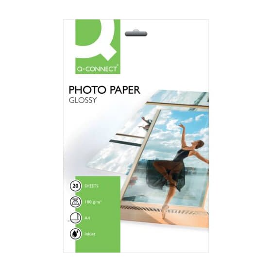 Q-Connect® Inkjet-Photopapiere - A4, hochglänzend, 180 g/qm, 20 Blatt