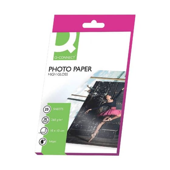 Q-Connect® Inkjet-Photopapiere - 10x15 cm, hochglänzend, 260 g/qm, 25 Blatt