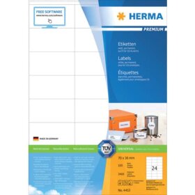 Herma 4453 Etiketten Premium A4, weiß 70x36 mm...