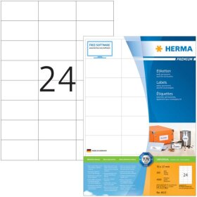 Herma 4615 Etiketten Premium A4, weiß 70x37 mm...