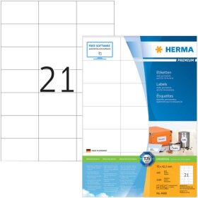 Herma 4668 Etiketten Premium A4, weiß 70x42,3 mm...