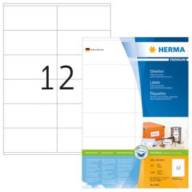 Herma 4457 Etiketten Premium A4, weiß 105x48 mm Papier matt 1200 St.