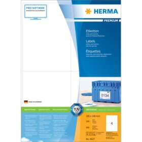 Herma 4627 Etiketten Premium A4, weiß 105x148 mm...