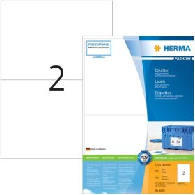Herma 4628 Etiketten Premium A4, weiß 210x148 mm Papier matt 400 St.