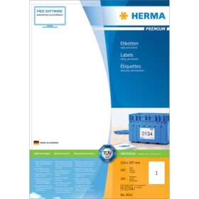 Herma 4631 Etiketten Premium A4, weiß 210x297 mm...