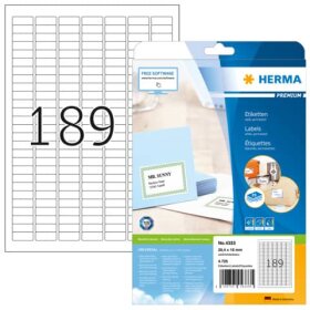 Herma 4333 Etiketten Premium A4, weiß 25,4x10 mm...