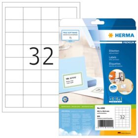 Herma 4200 Etiketten Premium A4, weiß 48,3x33,8 mm...