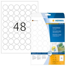 Herma 4387 Etiketten A4 weiß Ø 30 mm rund Movables/ablösbar Papier matt 1200 St.