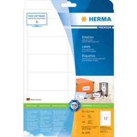 Herma 5056 Etiketten Premium A4, weiß 97x42,3 mm...