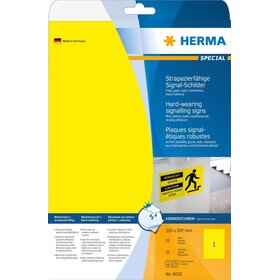 Herma 8033 Signal-Schilder strapazierfähig A4 210x297 mm gelb stark haftend Folie matt wetterfest 25 St.
