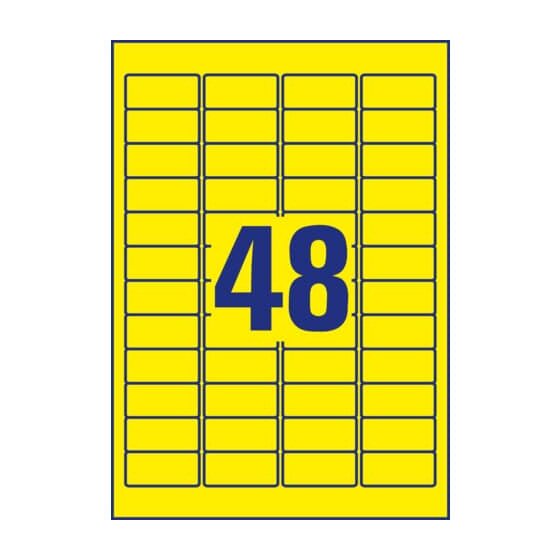 Avery Zweckform® L6038-20 Etiketten - 45,7 x 21,2 mm, gelb, 960 Etiketten/20 Blatt, wiederablösbar