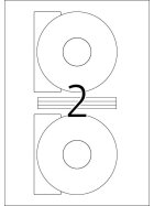 CD-Etiketten Ø 116mm (Innenloch groß), weiß, 200 Etiketten, blickdicht, Papier, Inkjet-, Laserdrucker, Kopierer, Packung à 100 Blatt
