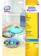 Avery Zweckform® J8676-25 CD-Etiketten, Ø 117 mm, 25 Blatt/50 Etiketten, weiß