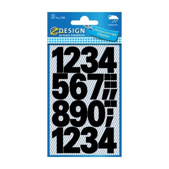 Avery Zweckform® 3781 Zahlen-Etiketten - 0-9, 25 mm, schwarz, selbstklebend, wetterfest, 28 Etiketten