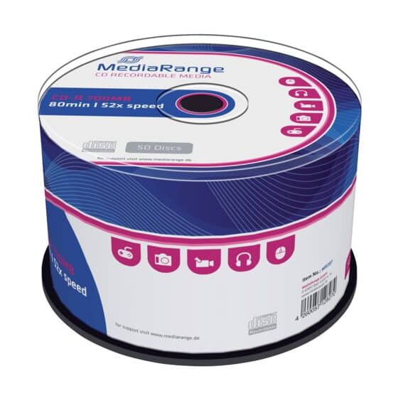 MediaRange CD-R Rohlinge - 700MB/80Min, 52-fach/Spindel, Packung mit 50 Stück