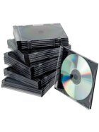 Q-Connect® CD-Boxen Standard - Slim Line für 1 CD/DVD, transparent/schwarz, Packung mit 25 Stück