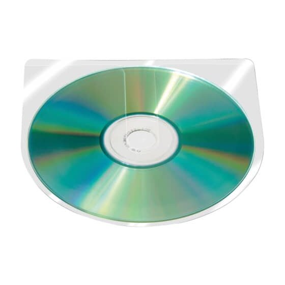 Q-Connect® CD/DVD-Hüllen selbstklebend - ohne Lasche, transparent, 10 Stück