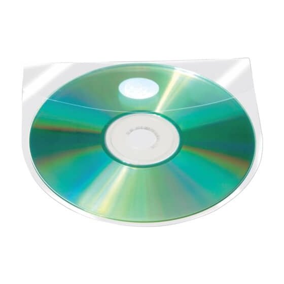 Q-Connect® CD/DVD-Hüllen selbstklebend - mit selbstklebender Lasche, transparent, 10 Stück