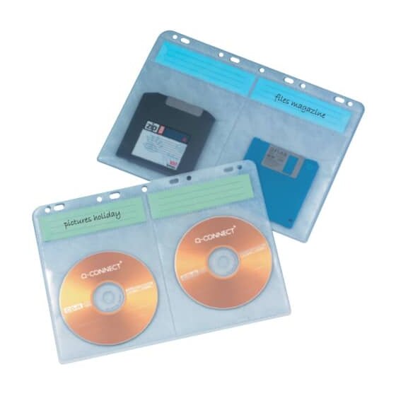 Q-Connect® CD/DVD-Hüllen - zur Ablage im Ordner/Ringbuch, transparent, 10 Stück