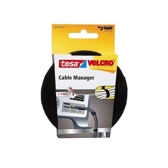 Tesa® On & Off Cable Manager, 5 m x 10 mm, schwarz, universal