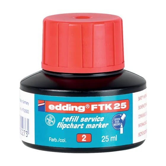 Edding FTK 25 Nachfülltusche - für Flipchartmarker, 25 ml, rot