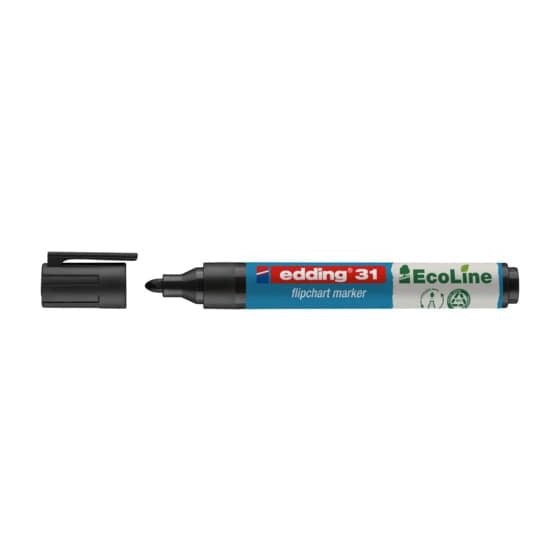 Edding 31 Flipchartmarker EcoLine - nachfüllbar, 1,5 - 3 mm, schwarz