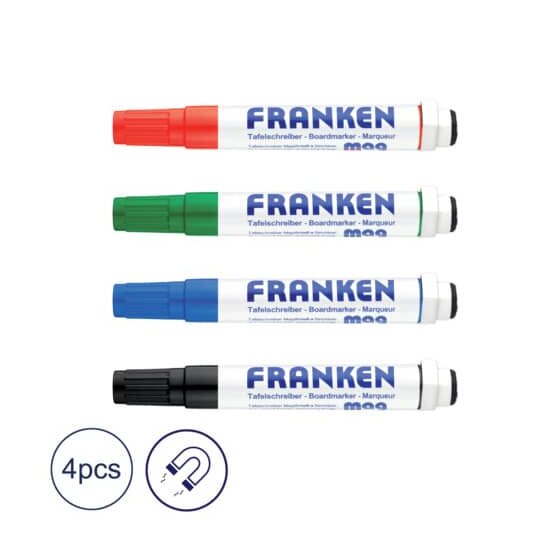 Franken KombiMarker MagWrite® - 1 - 3 mm, Rundspitze, 4 Farben sortiert