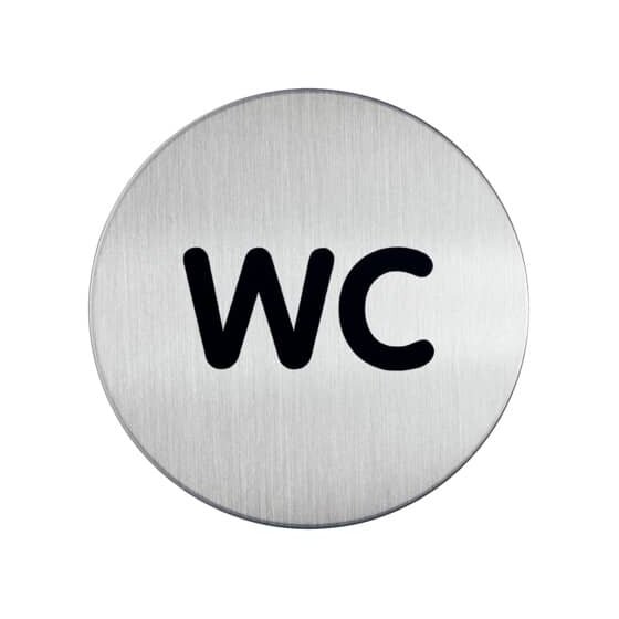 Durable PICTO "WC", 83 mm Durchmesser, metallic silber