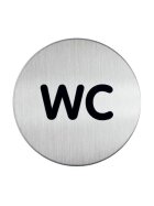 Durable PICTO "WC", 83 mm Durchmesser, metallic silber