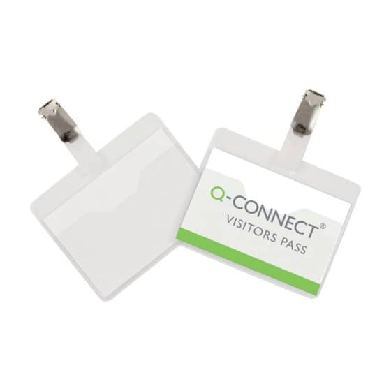 Q-Connect® Namensschilder - mit Clip, oben offen, 90 x 60 mm