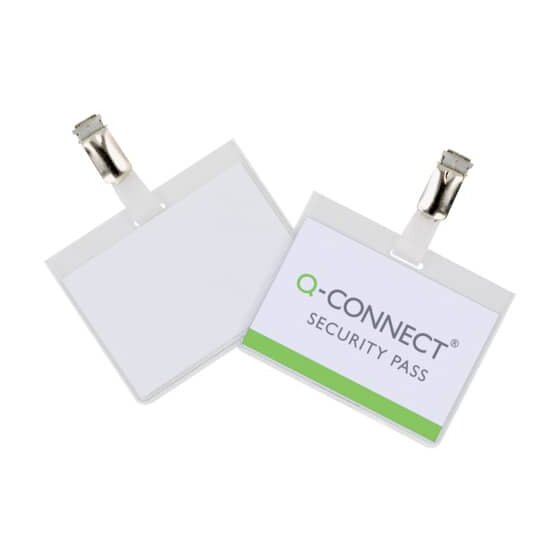 Q-Connect® Namensschilder - mit Clip, geschlossen, 90 x 60 mm