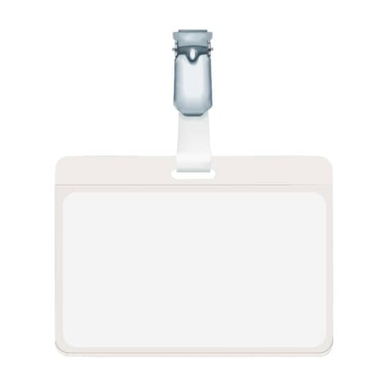 Durable Namensschild mit drehbarem Clip, transparent, 90 x 60 mm, 25 Stück