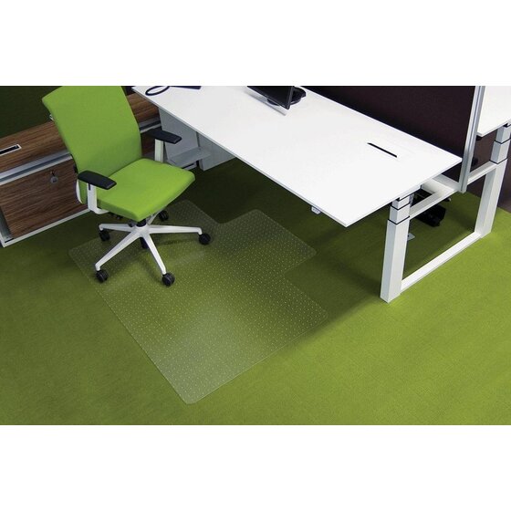 RS office products Ecogrip® Bodenschutzmatte für hochflorige Teppichböden, mit stumpfen Ankernoppen Form L 150 x 120 cm