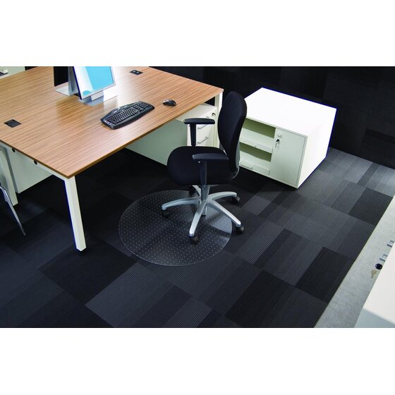 RS office products Rollsafe® Bodenschutzmatte für niederflorige Teppichböden - Form R, Ø 60 cm
