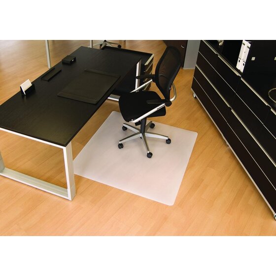 RS office products BSM Bodenschutzmatte milchig für glatte/harte Böden - Form 0, 120 x 110 cm