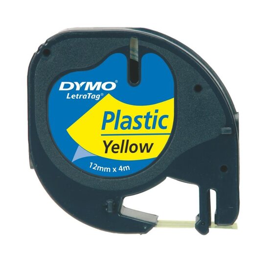 Dymo® Schriftbandkassetten Kunststoff laminiert - 12 mm x 4 m, schwarz auf gelb, Blister