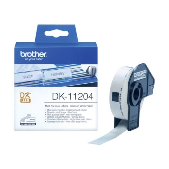Brother DK-Einzeletiketten Papier - Mehrzweck-/Absender-Etiketten, 17x54 mm, 400 Stück, schwarz auf weiß